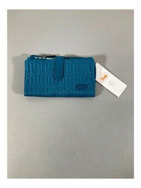Lug Tram RFID Wallet - Ocean Blue Quilted Design with Zipper & Multiple Card Slo
